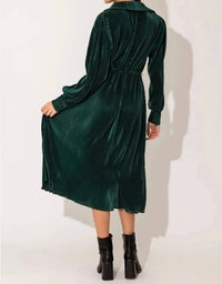 Gilli - Noelle Long Sleeve Pleated Belted Midi Dress