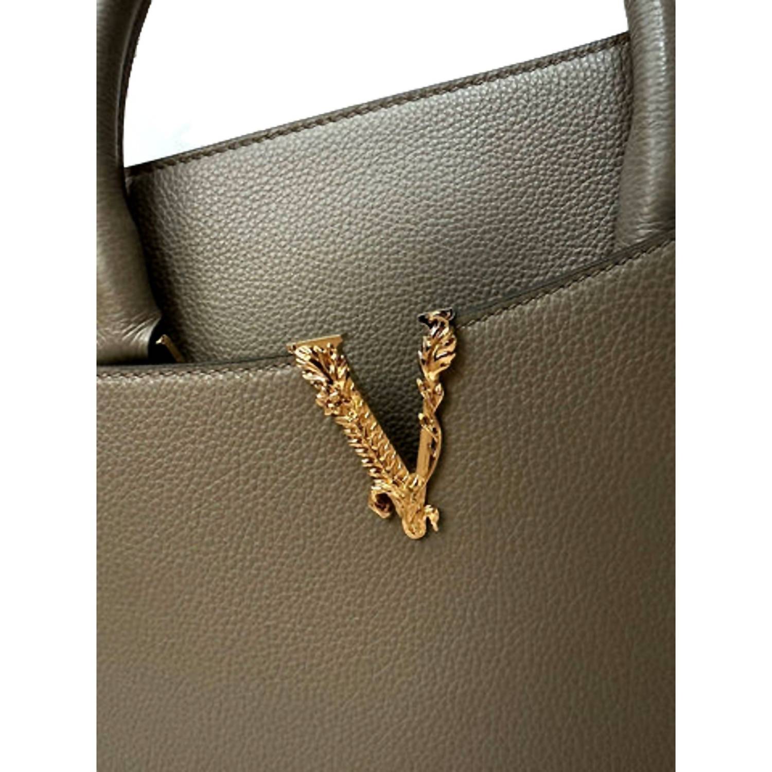 Versace - Women's Virtus Calfskin Leather Medium Top Handle Tote Bag