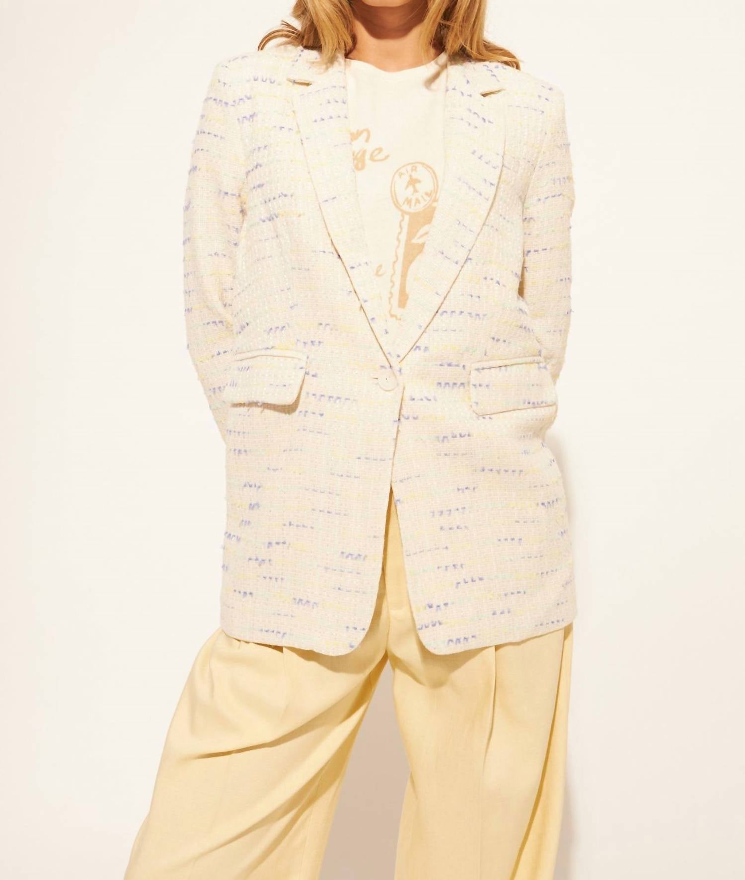 JOHN + JENN Elio Coastal Tweed Jacket in cream - women's jacket