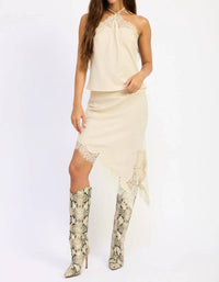 Emory Park - Hailey Satin Lace Asymmetrical Midi Skirt