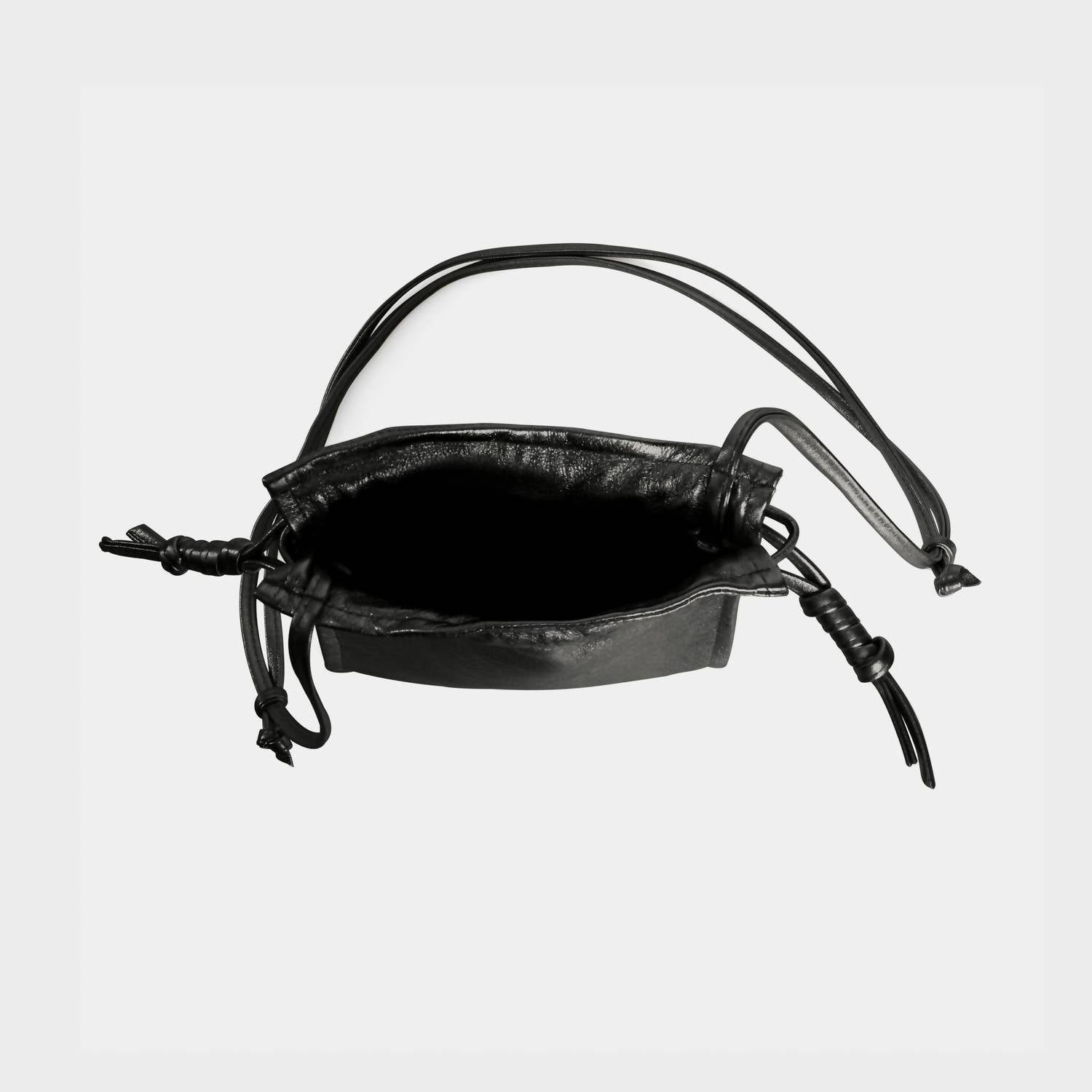 Lemiz - Women's Mini Bowie Drawstring Crossbody Leather Bag