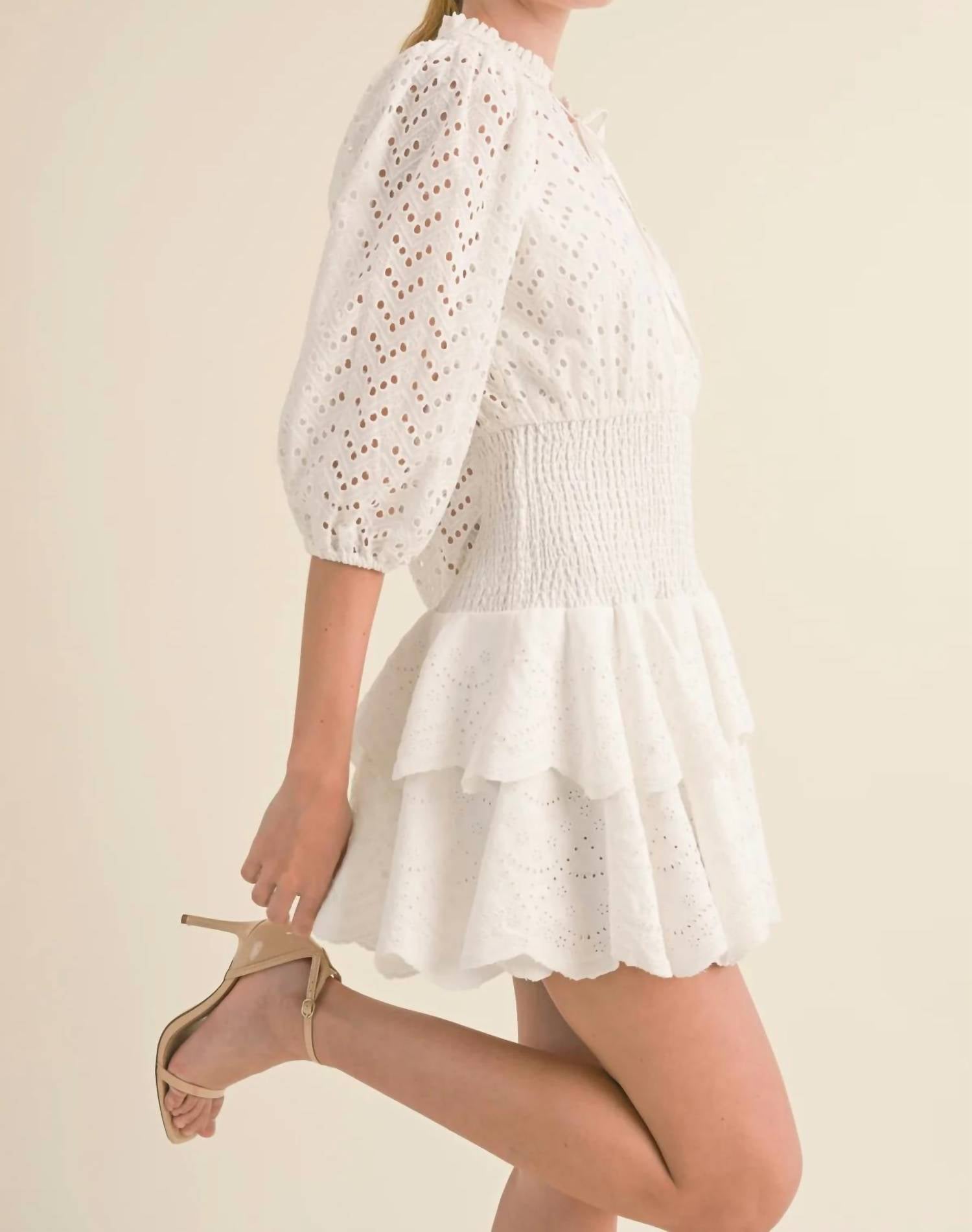Reset By Jane - Eyelet Ruffle Dress