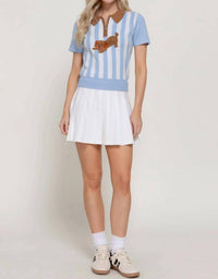Active Basic - Short Sleeve Vertical Stripe Polo Top