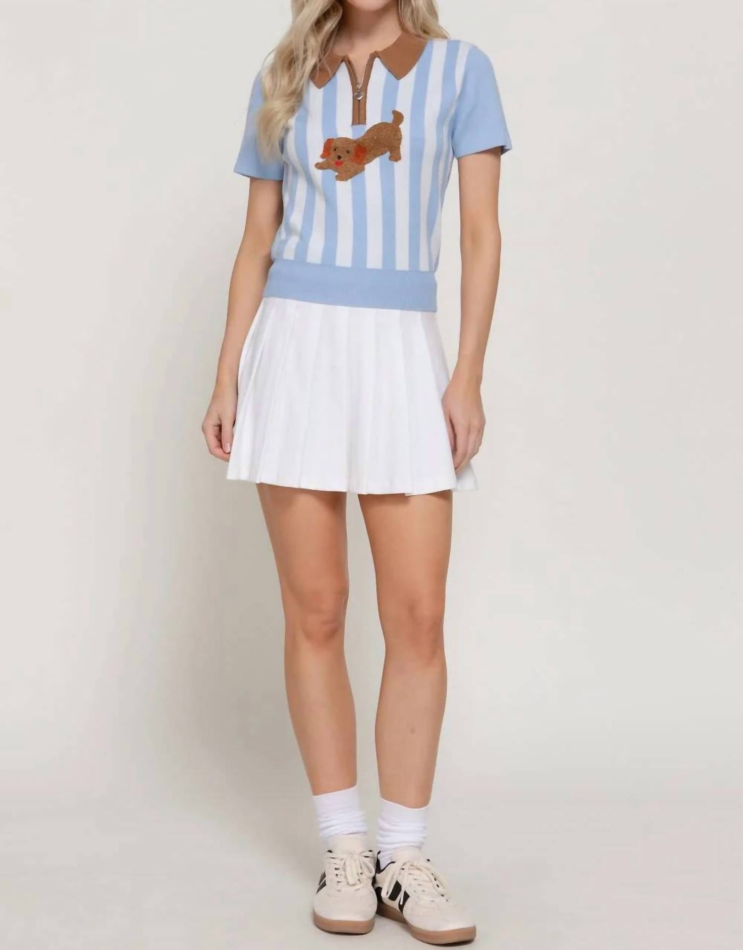 Active Basic - Short Sleeve Vertical Stripe Polo Top