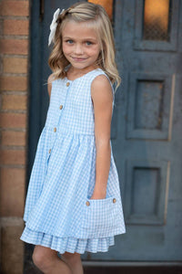 Oopsie Daisy - Girls' Gingham Check Pocket Ruffle Spring Dress