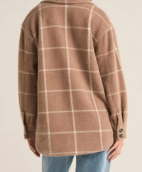 Z Supply Women's Plaid Tucker Jacket in heather taupe - women's jacket - detail view