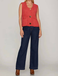 She + Sky - Sleeveless Crochet Sweater Vest