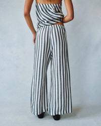 Bella Dahl Wide Leg Crop Drawstring Pant in saint tropez stripe - women's pants - detail view