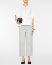 Tibi Eco Poplin Balloon Origami Top in white 1 - women's t-shirt