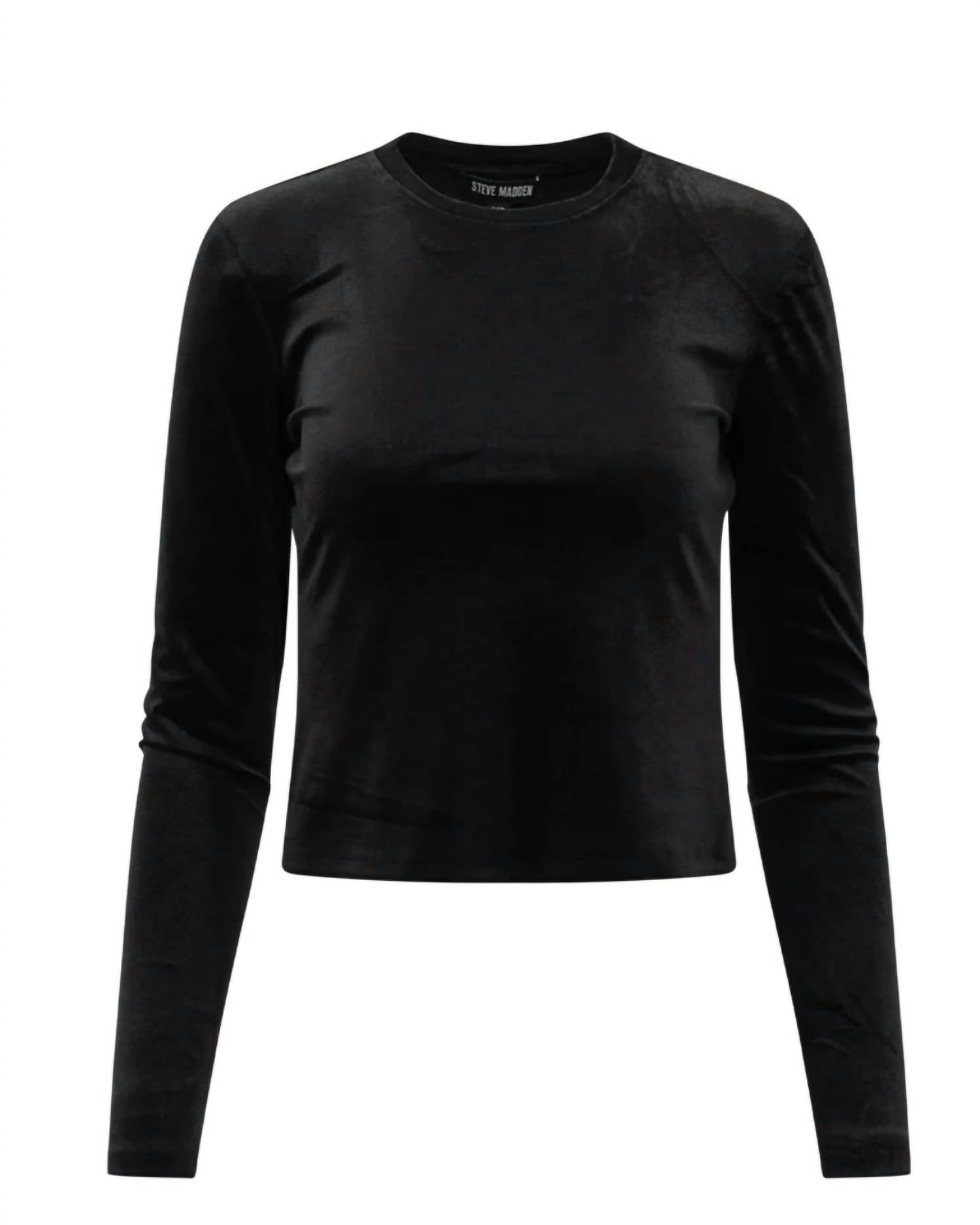 STEVE MADDEN Maddilyn Long Sleeve Top in black - women's t-shirt - detail view