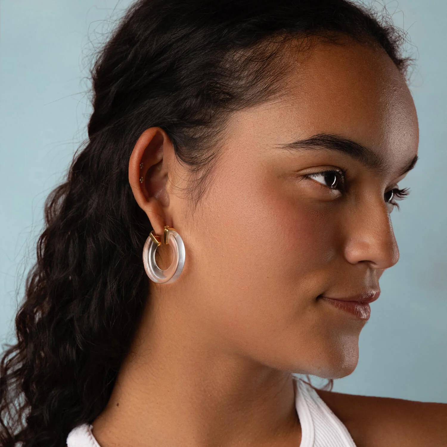 Gold & Honey - Women's Chunky V-hoop Earrings