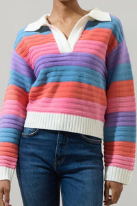 Sugarlips - Roselin Striped Collared Sweater