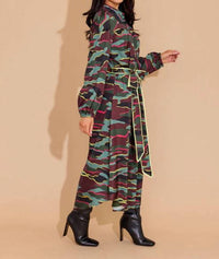 Alden Adair Jane Long Sleeve Dress in neon camo - women's dress - detail view