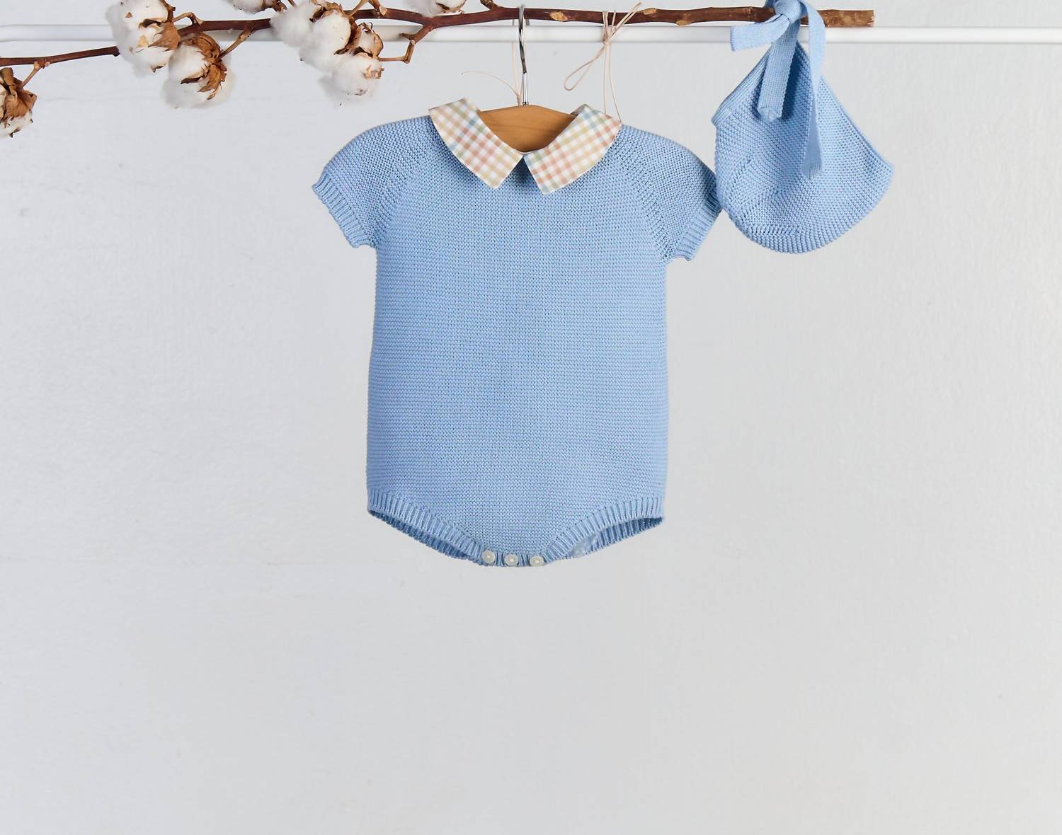 Paloma De La O - Boy's Knit Polo Checkered Romper