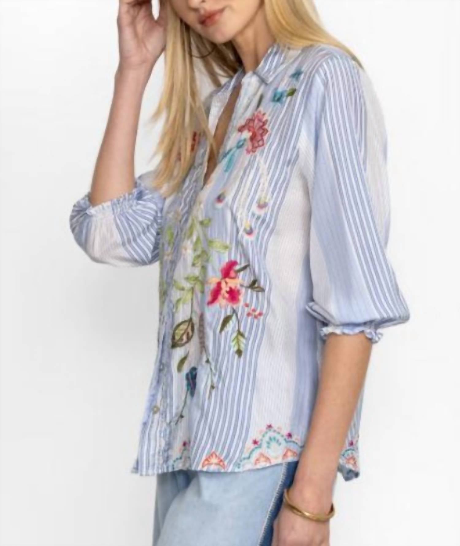 Johnny Was - Emika Relaxed Smocked Shirt