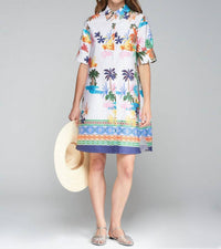 Vilagallo Hester Palmeras Greca Dress in multicolor - women's dress - detail view
