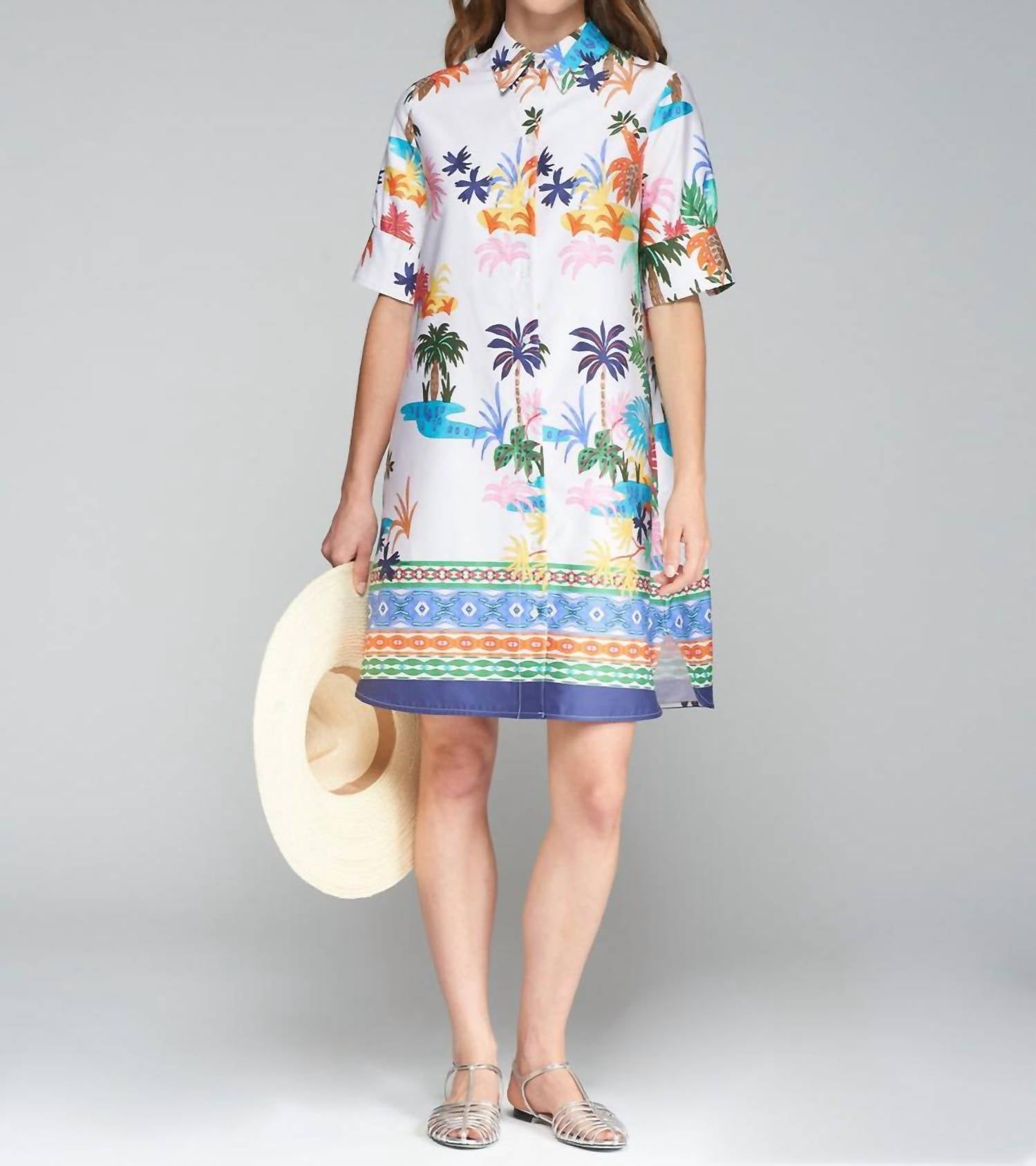 Vilagallo Hester Palmeras Greca Dress in multicolor - women's dress - detail view