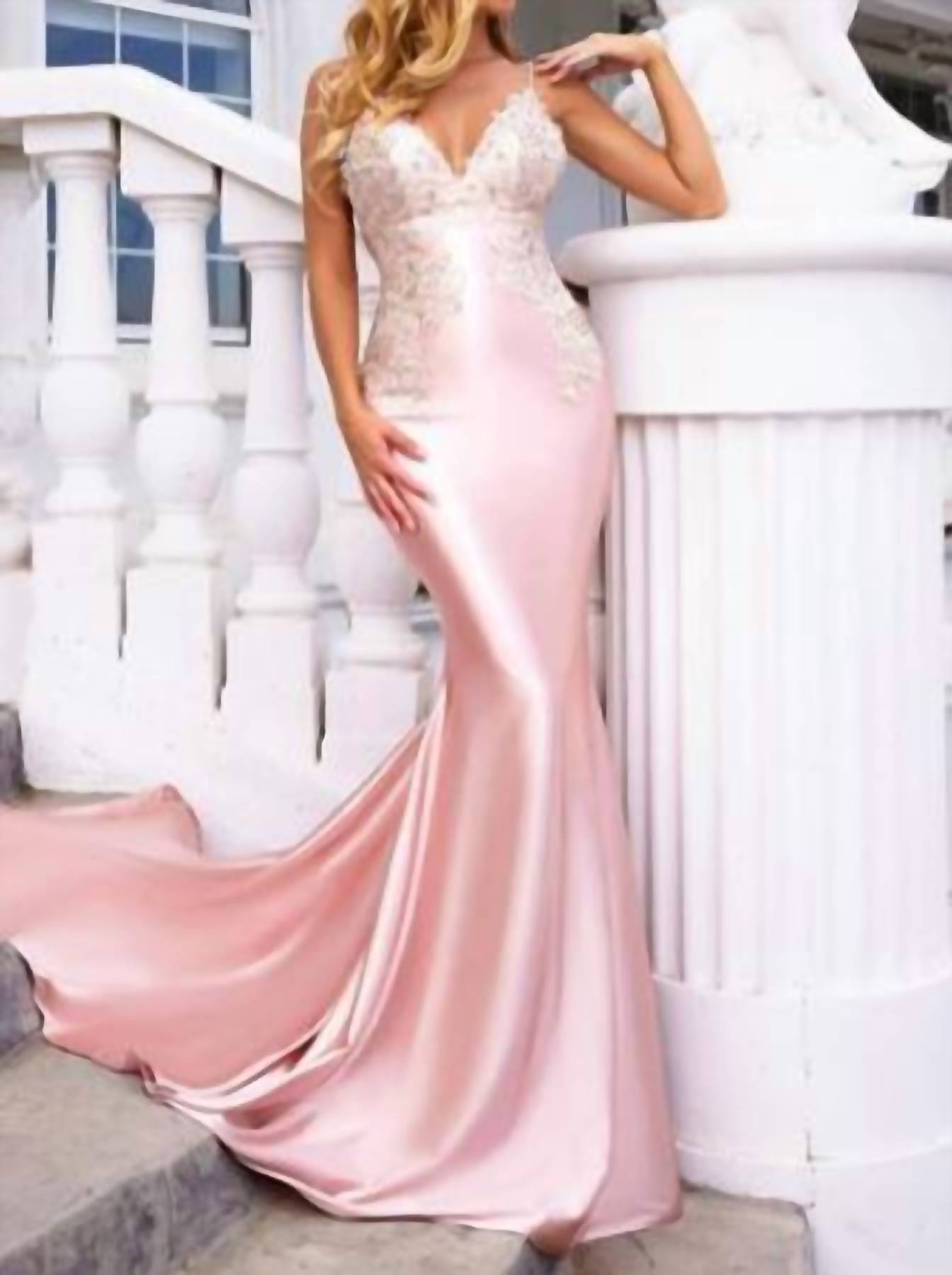 Portia&Scarlett - Beaded and Lace Satin Prom Dress