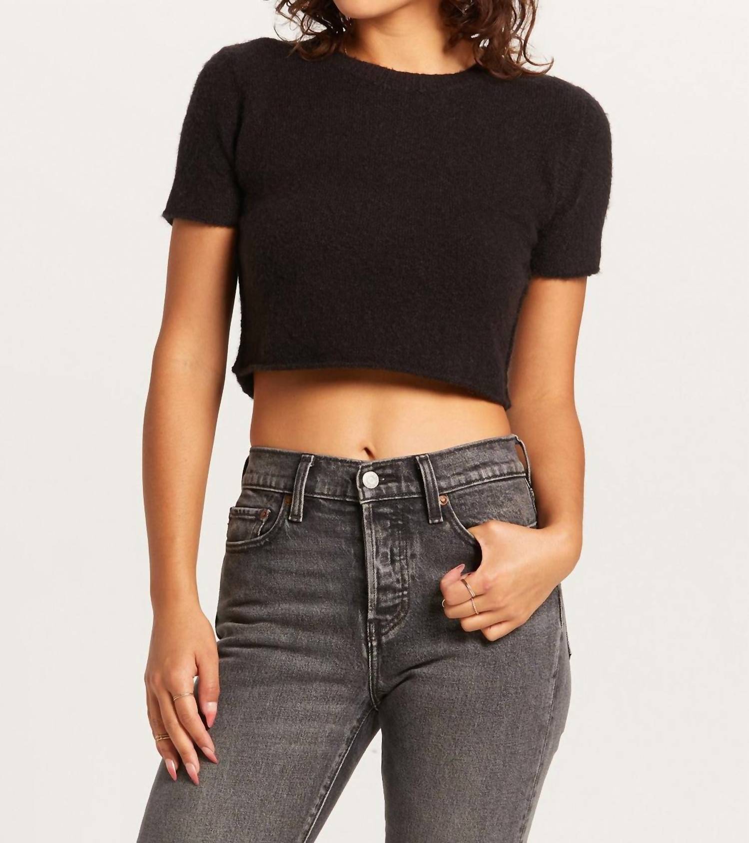 Olivaceous - Fuzzy Knit Tee Sweater