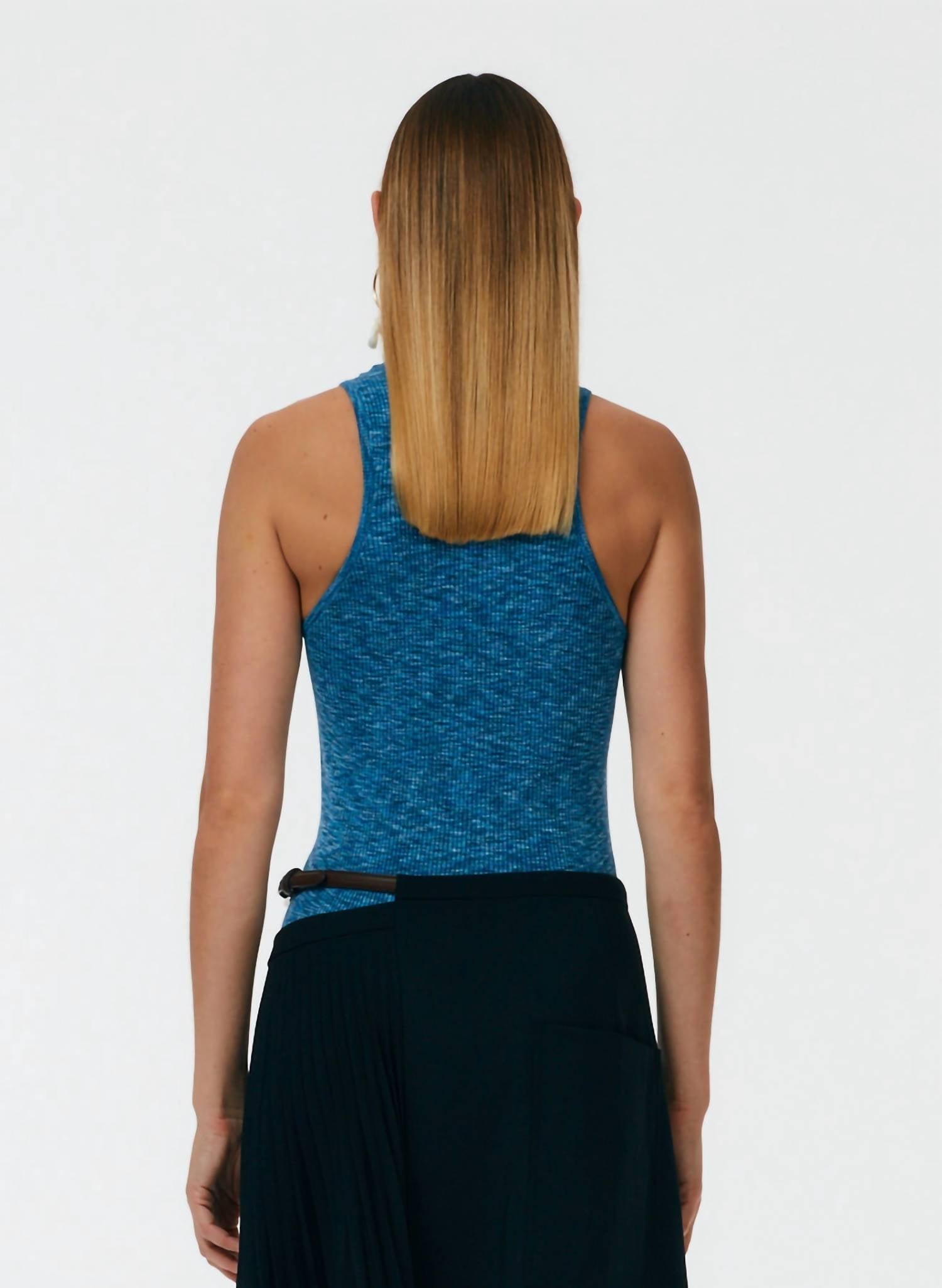 Tibi - Printed Combed Cotton Ribbed Sweater Tank