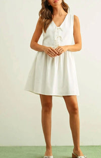 Mint Exclusives - Omi Tie Front Cotton Mini Dress