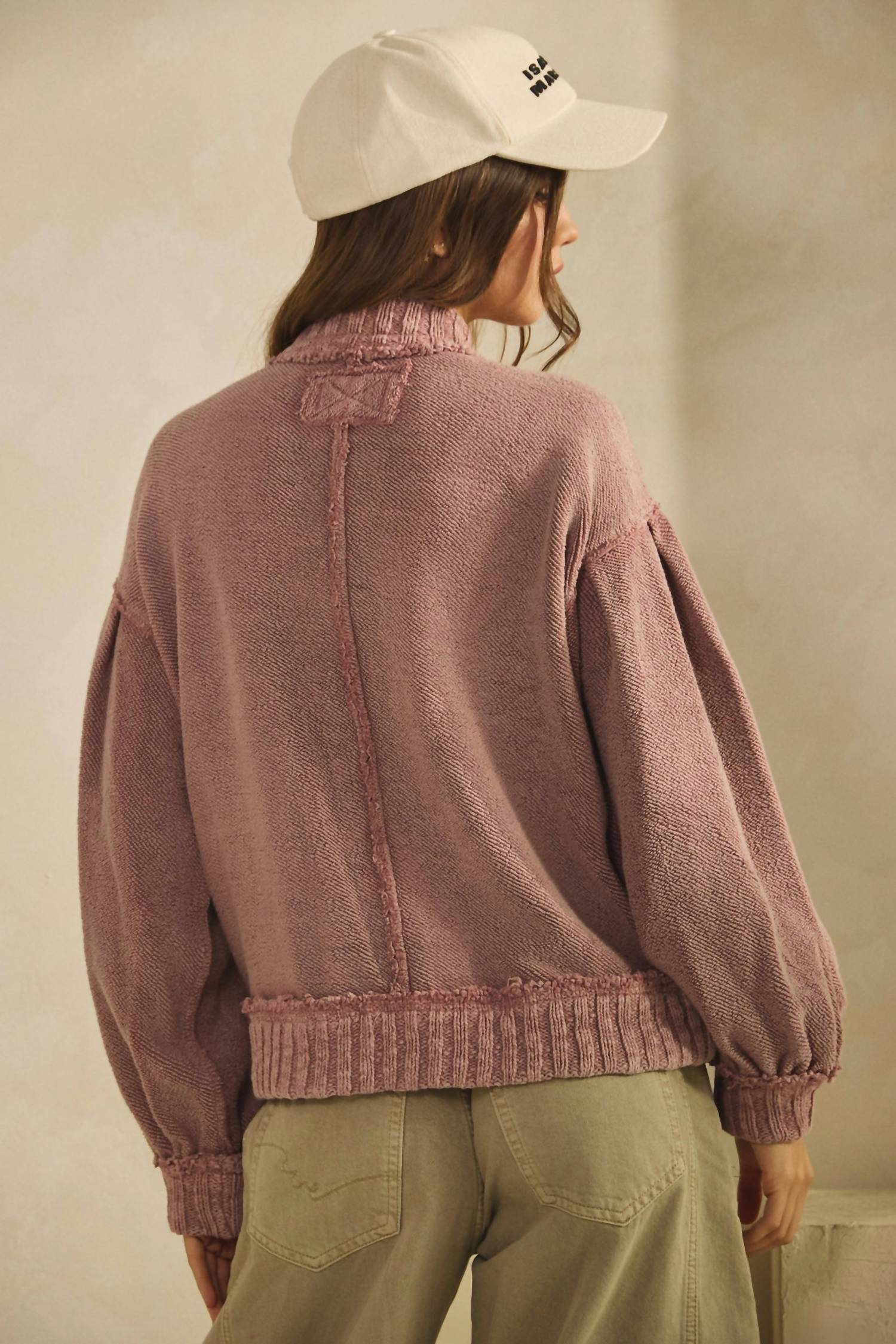 Lovlov - Washed Trim Cardigan Jacket