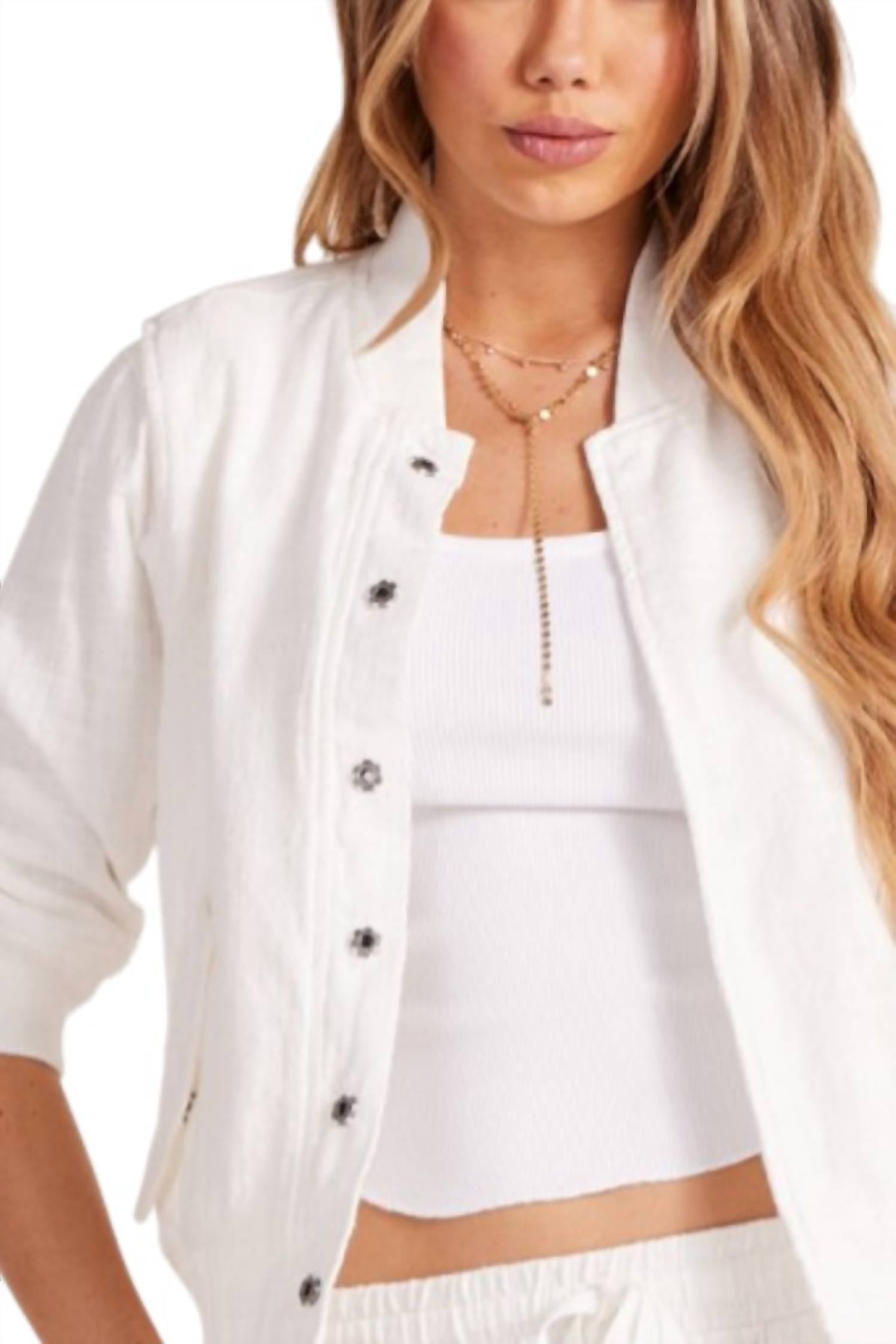 Bobi - Mixed Rib 3/4 Sleeve Bomber Jacket
