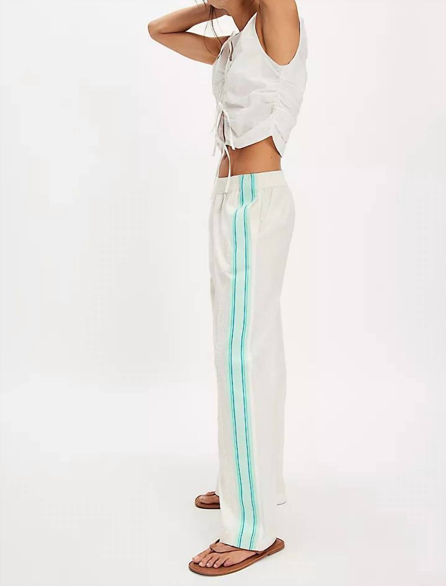 Free People Team Spirit Pull On Pants in bleached aqua combo - women's pants - alternate view