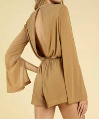 Honey Punch - Shimmering Long Sleeve Wrap Romper