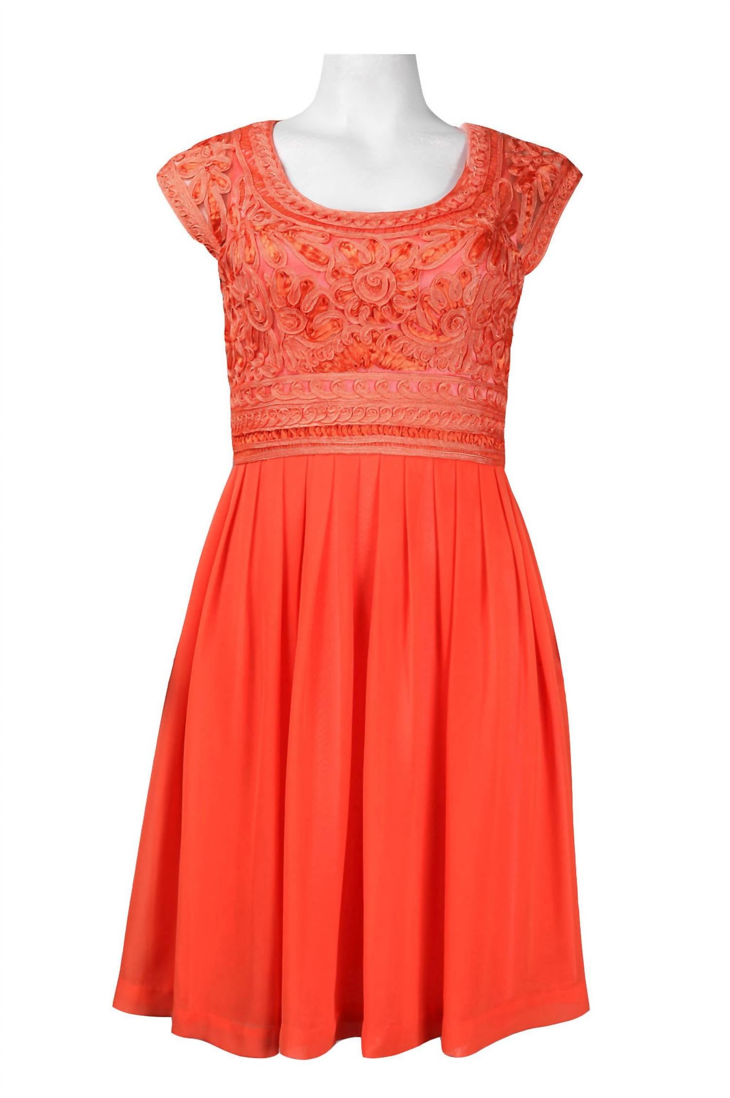 Sue Wong - Soutache Embroidered Pleated A-Line Dress