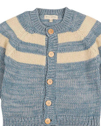 Wild Wawa Kids' School Cardigan in dusty blue - kids' sweater - detail view