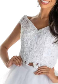 MORILEE Off The Shoulder Cap Sleeves Dress in white - women's dress - detail view