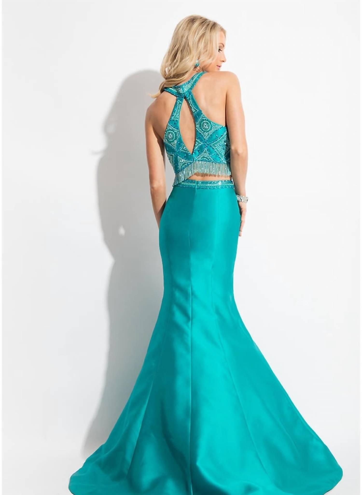 Rachel Allan - Two-piece Beaded Mikado Prom Gown