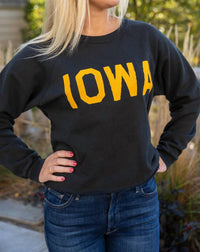 The Original Retro Brand - Vintage Iowa Sliced Hem Collegiate Sweatshirt