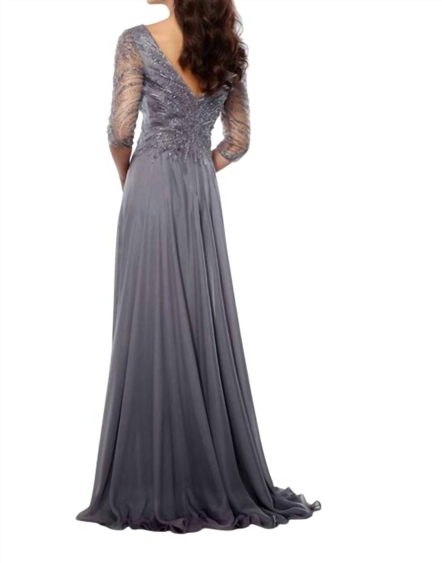 Montage by Mon Cheri Evening Dress in gray heather - women's dress - detail view