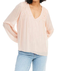 ALLISON NEW YORK Tara V-neck Blouse in blush - women's blouse - view 4