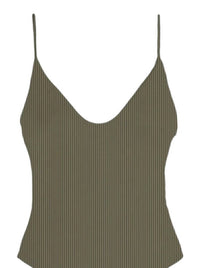 MAI Women's Costa Bodysuit in aloe ribbed - women's shirt - detail view