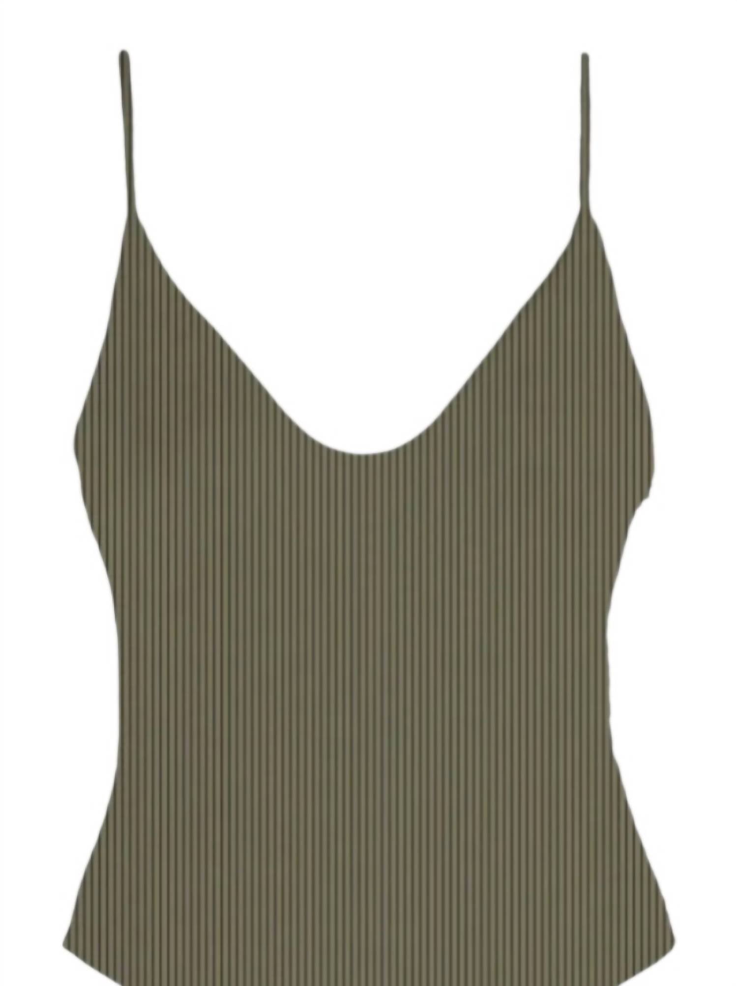 MAI Women's Costa Bodysuit in aloe ribbed - women's shirt - detail view