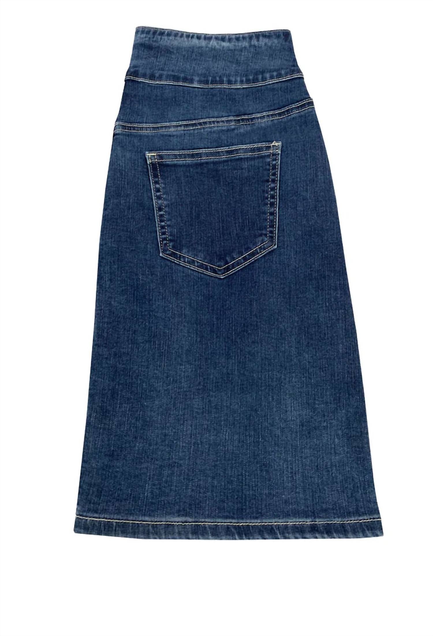 Ethyl - Women's Beaded Knee Length Denim Skirt