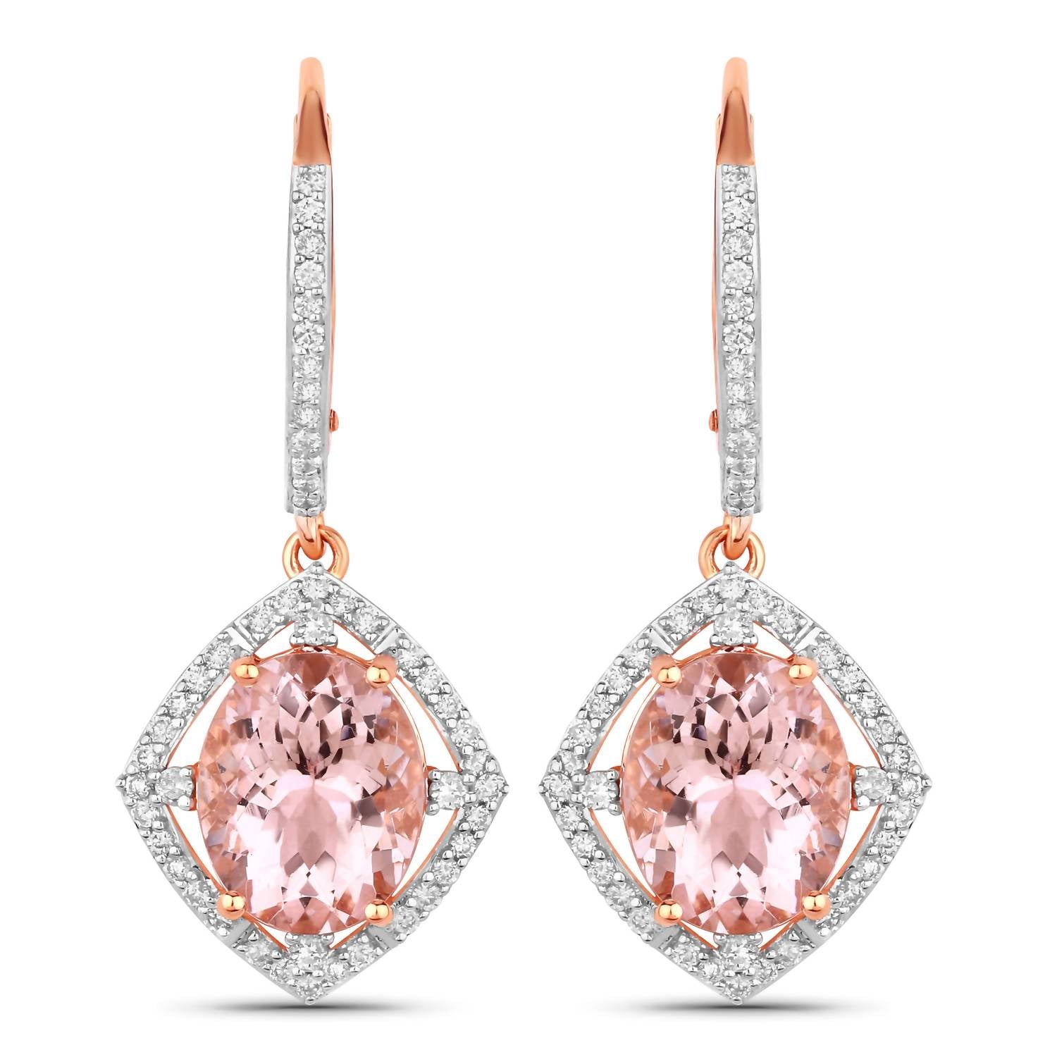 Diana M Jewels - Women's Oval Natural Morganite Stud Earrings (5.53 Ct) - Elegant