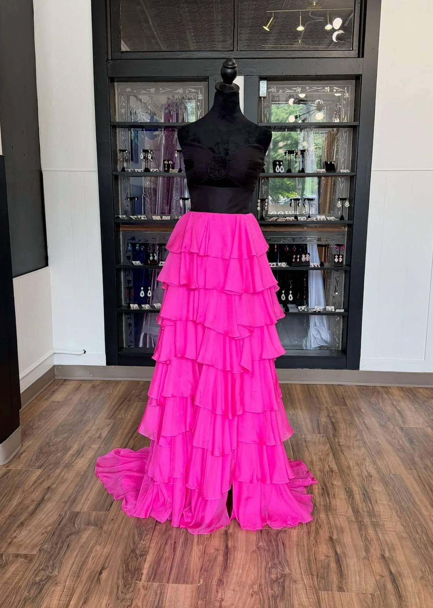Sherri Hill - Women's Strapless Chiffon Ruffle Dress