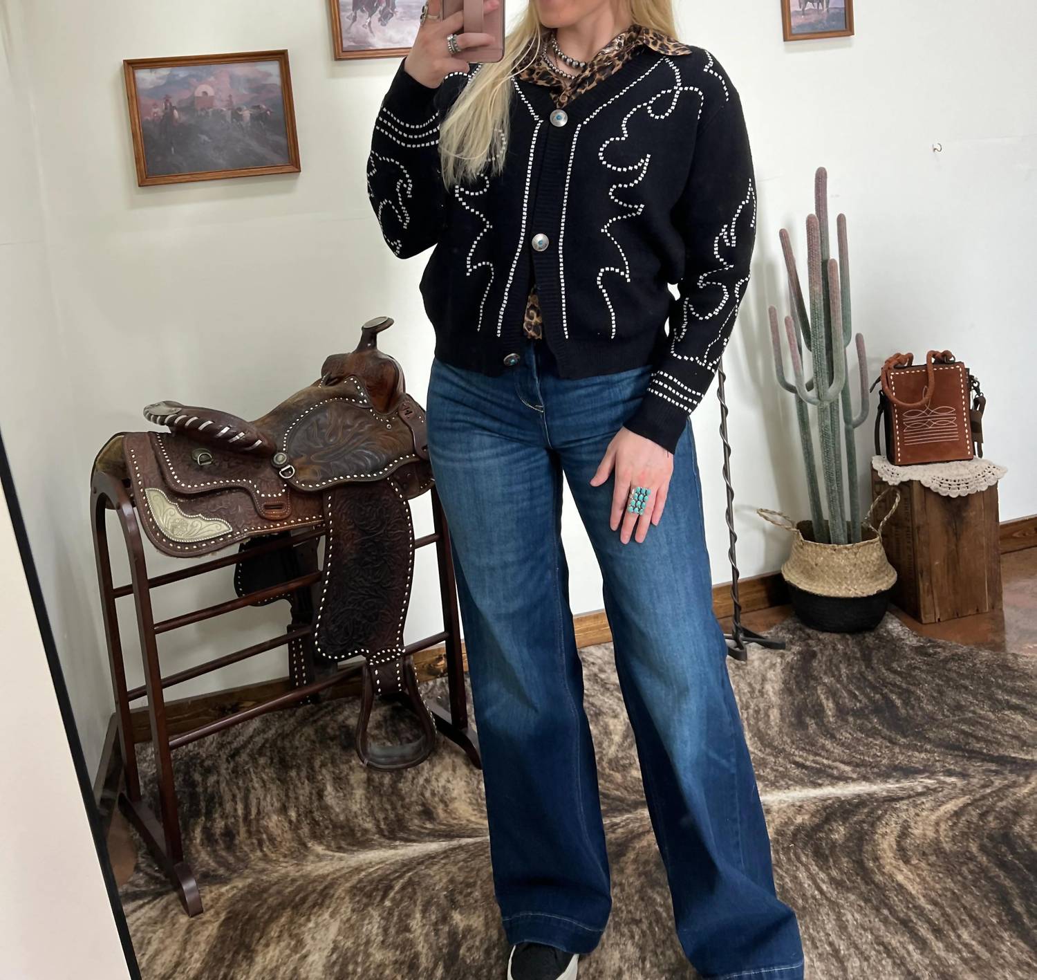 Lucky & Blessed - Boot Stitch Saddle Knit Cardigan