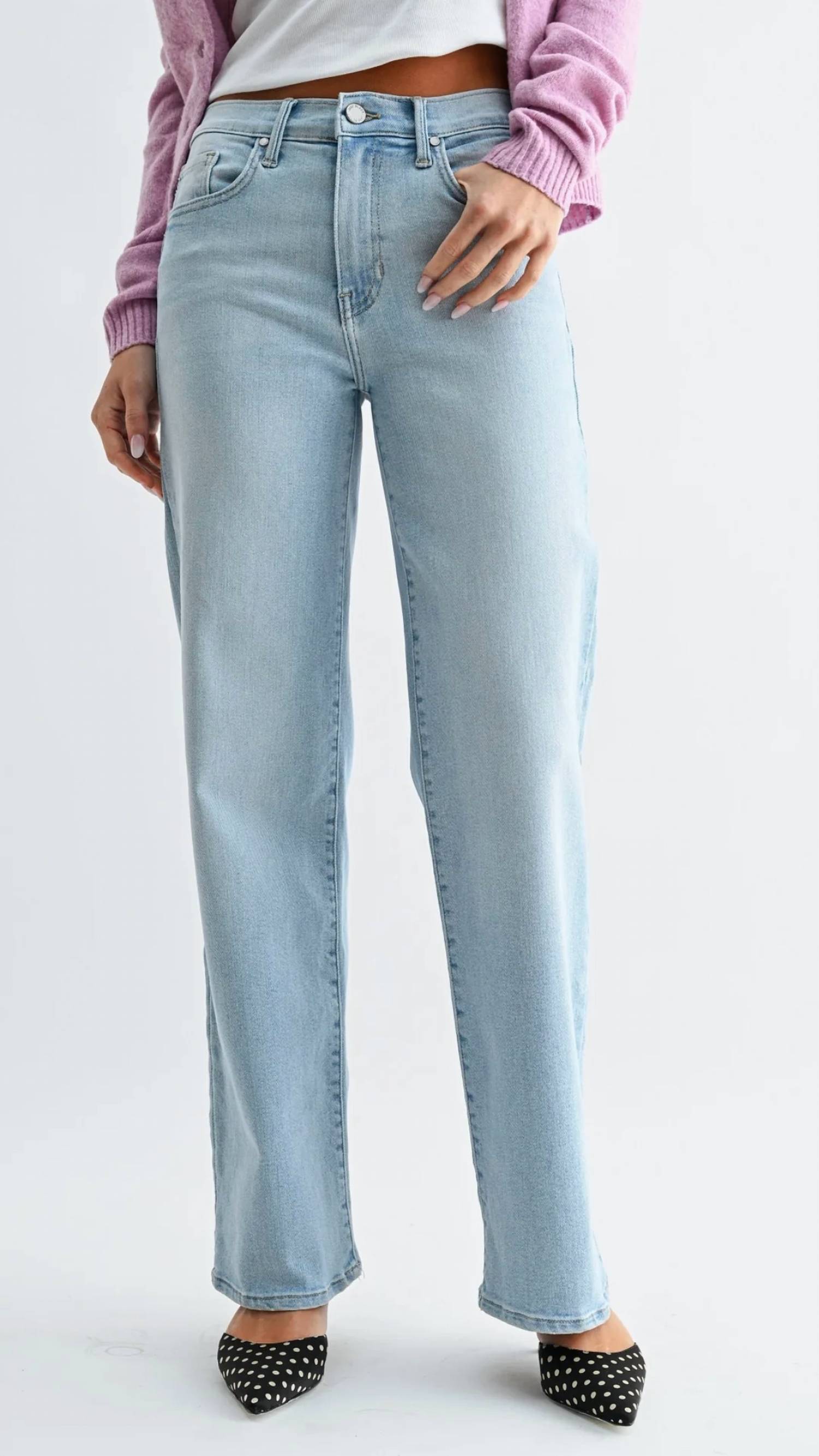 Just Black Denim - Mid-rise Loose Straight Full Length Jeans