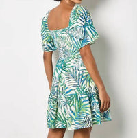 Apricot - Leaf Print Anglaise Dress