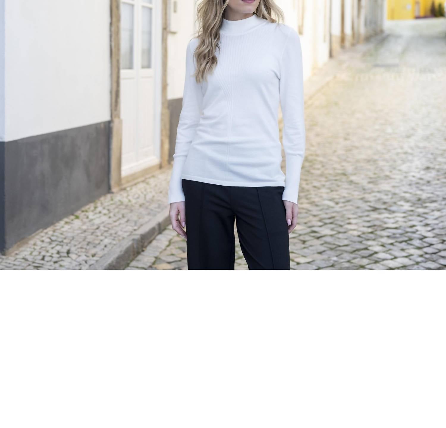 Marble - Chevron Knit Turtleneck Sweater
