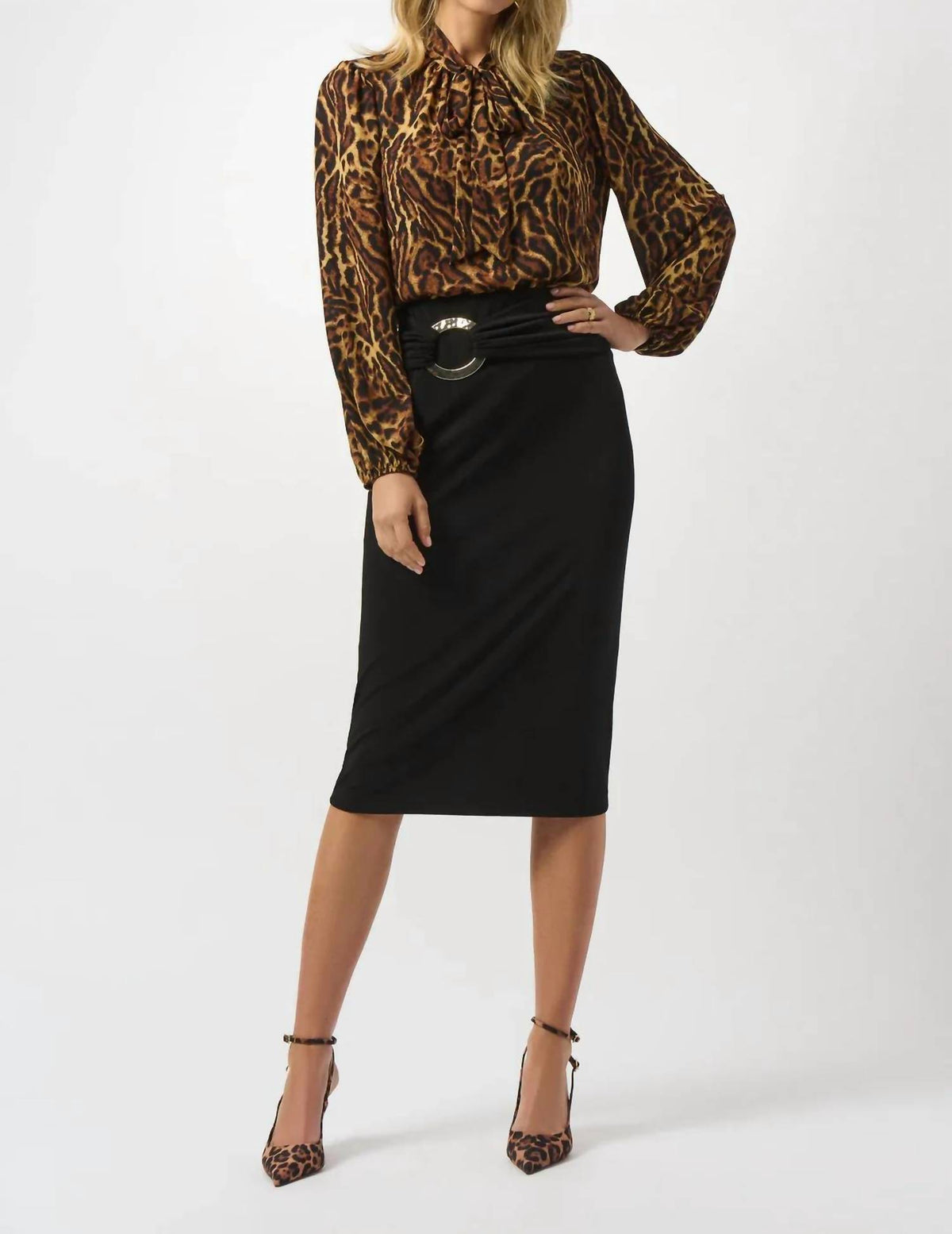 Joseph Ribkoff - Animal Print Georgette Puff Sleeves Top