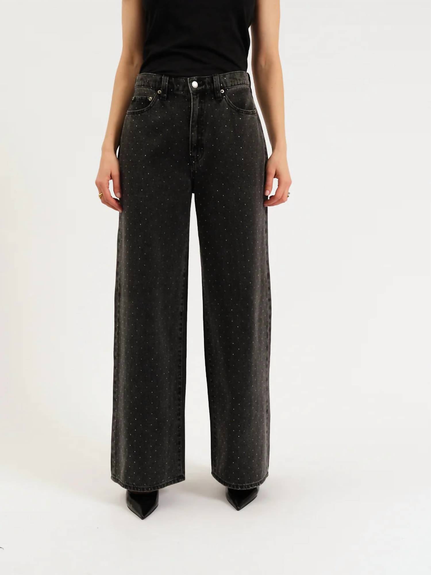 DAZE Wonderer Mid Rise Palazzo Jeans in starlit night - women's pants - detail view