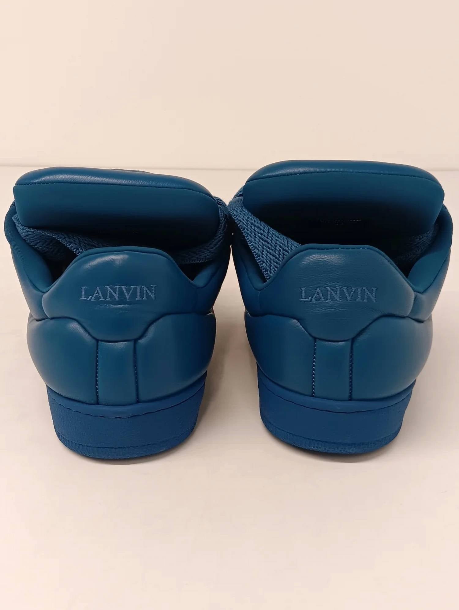 LANVIN Men's Curb Xl Padded Leather Low Top Sneakers in ocean blue - men's sneaker - view 10