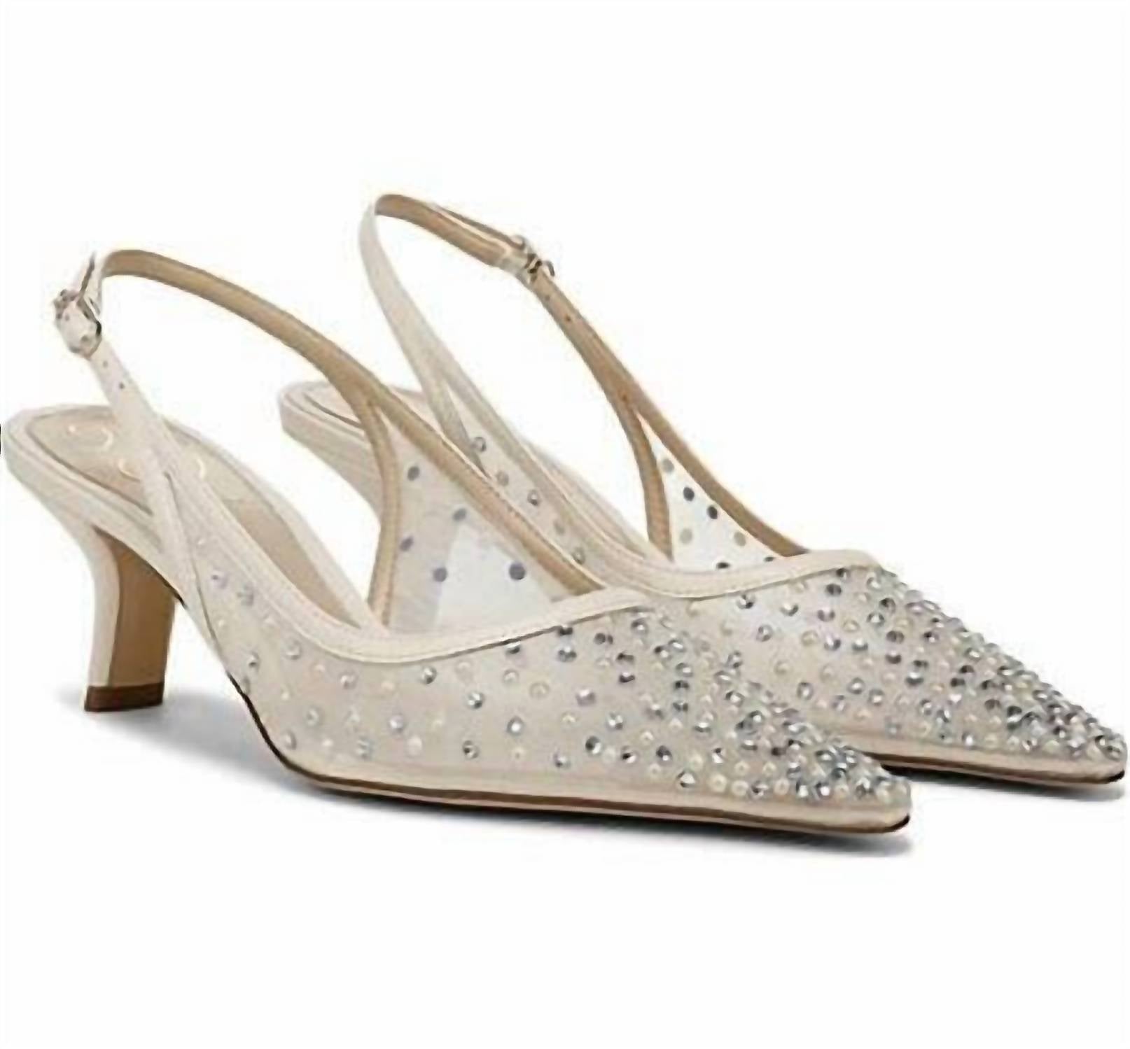 Sam Edelman Women's Bianka Slingback Pumps in ivory mesh - women's heels