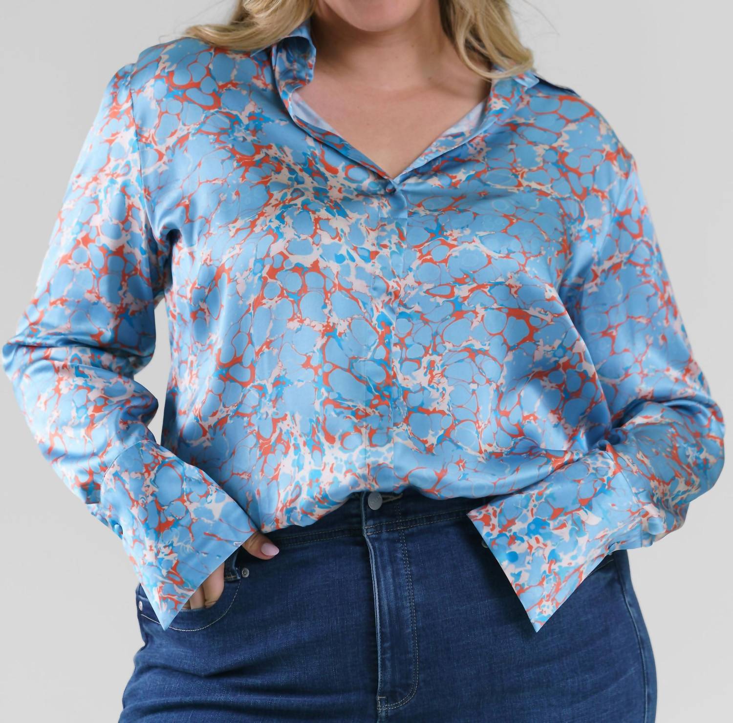 Catherine Gee - Daria French Cuff Silk Blouse - Plus